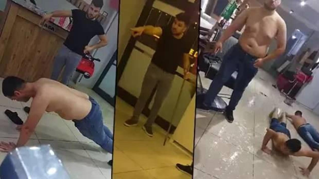 Tepki çeken görüntüler: Yarı çıplak şınav çektirip, süründürdü