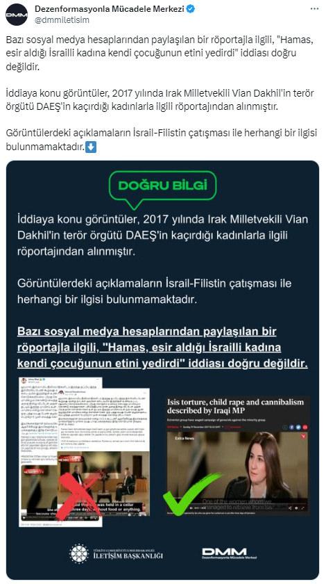 ''Esir aldıkları İsrailli kadına kendi çocuğunun etini yedirdiler'' iddiası yalan çıktı