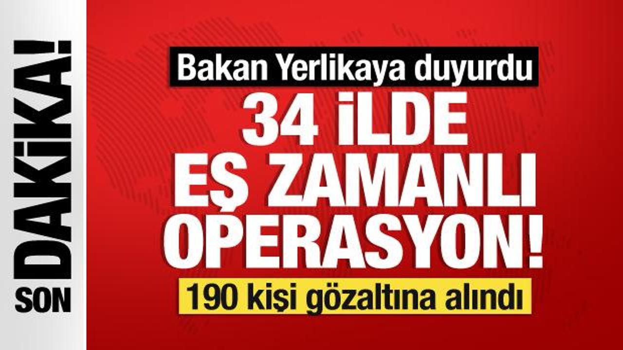 Bakan Yerlikaya duyurdu… 34 ilde ‘NARKOGÜÇ’ operasyonu: 190 gözaltı