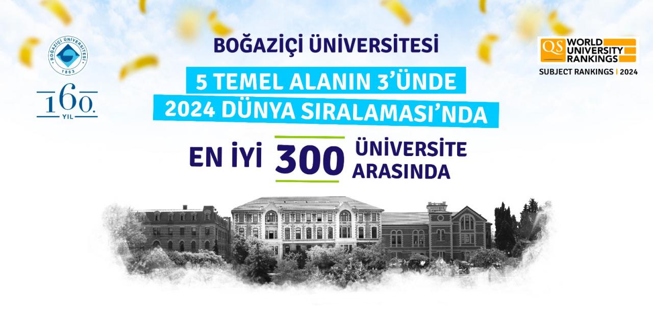 Boğaziçi Üniversitesi, 5 temel alanın 3'ünde dünyada ilk 300'e girdi